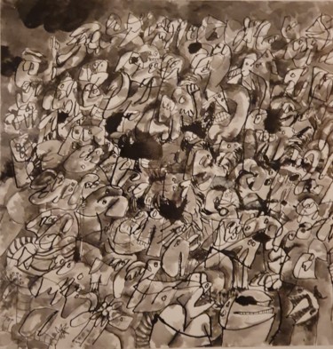 Disegno intitolato "Tableau 79 Encre" da Gérard Cyne, Opera d'arte originale, Inchiostro Montato su Telaio per barella in le…