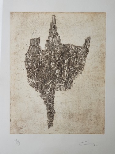Gravures & estampes intitulée "Tableau 120" par Gérard Cyne, Œuvre d'art originale, Eau-forte