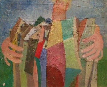 Malarstwo zatytułowany „Le musicien” autorstwa Gérard Cyne, Oryginalna praca, Olej Zamontowany na Drewniana rama noszy