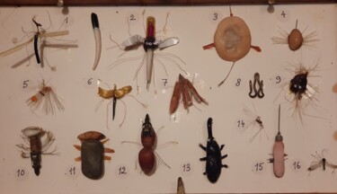 Collages intitulée "Boite d'insectes" par Gérard Cyne, Œuvre d'art originale, Collages