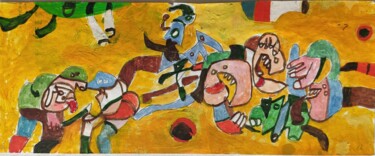 Painting titled "Bal masqué" by Gérard Cyne, Original Artwork, Gouache