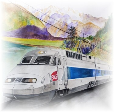 图画 标题为“voyage dans les Alp…” 由Gerard Dessertine, 原创艺术品, 水彩