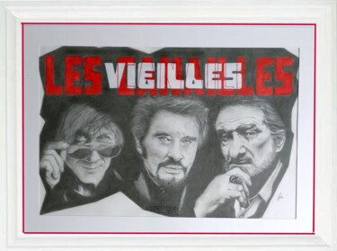 Dessin intitulée "Les Vieilles Canail…" par Gerard Dessertine, Œuvre d'art originale, Crayon Monté sur Autre panneau rigide