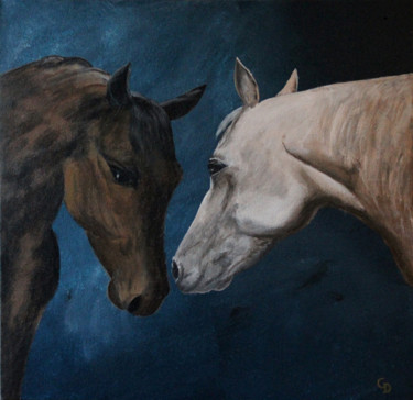 Schilderij getiteld "265 - Chevaux" door Gdlapalette, Origineel Kunstwerk, Acryl