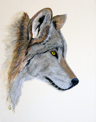 Schilderij getiteld "301 - Loup" door Gdlapalette, Origineel Kunstwerk, Acryl Gemonteerd op Frame voor houten brancard