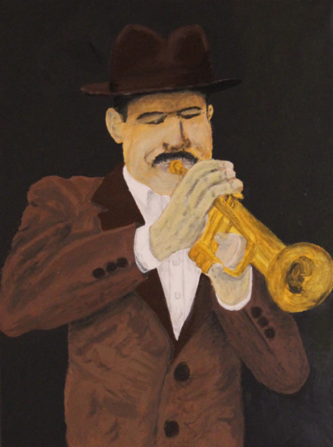 Malarstwo zatytułowany „252 - Trompetiste” autorstwa Gdlapalette, Oryginalna praca, Akryl Zamontowany na Drewniana rama noszy