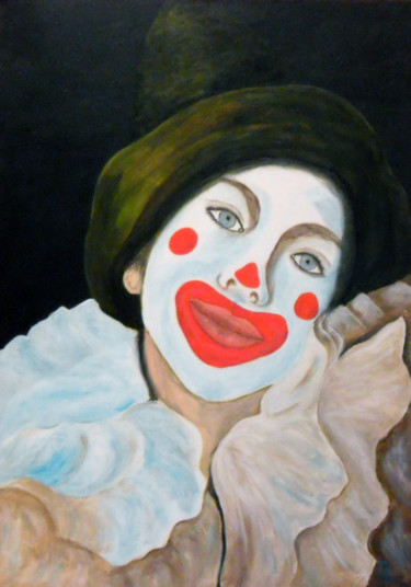 Malerei mit dem Titel "248 - clown au femi…" von Gdlapalette, Original-Kunstwerk, Acryl Auf Keilrahmen aus Holz montiert