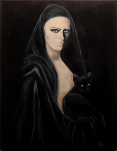 Malarstwo zatytułowany „228 - Chat noir” autorstwa Gdlapalette, Oryginalna praca, Akryl Zamontowany na Drewniana rama noszy