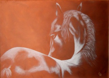 Painting titled "227 - Cheval blanc" by Gdlapalette, Original Artwork, Acrylic