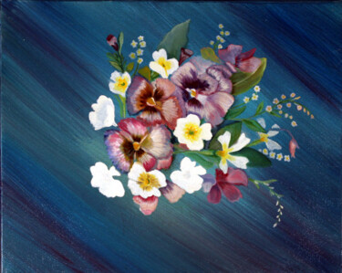 Painting titled "325 - Bouquet violet" by Gdlapalette, Original Artwork, Acrylic Mounted on Wood Stretcher frame