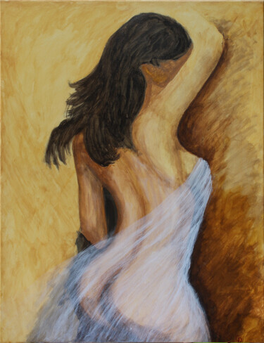 Painting titled "319 - Sous le voile…" by Gdlapalette, Original Artwork, Acrylic Mounted on Wood Stretcher frame