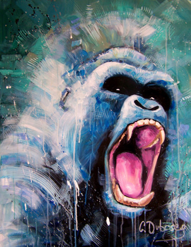Painting titled "gorille en fureur" by Gerard Duboscq, Original Artwork, Acrylic
