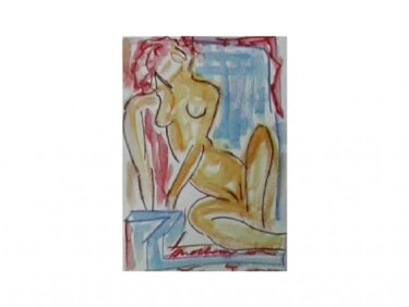 Peinture intitulée "Femme assise" par Gerard Elleboudt, Œuvre d'art originale