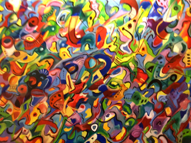 Painting titled "ABSTRACTION-1" by Gérard Favory, Original Artwork, Oil Mounted on Wood Stretcher frame