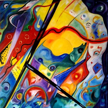 Painting titled "composition -20" by Gérard Favory, Original Artwork, Oil Mounted on Wood Stretcher frame