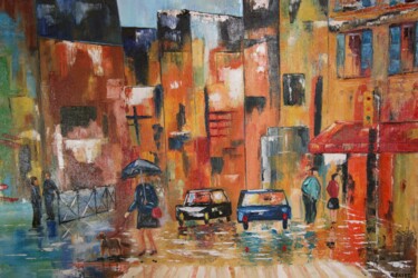 Картина под названием "5ème Avenue" - Gerard Fayet, Подлинное произведение искусства, Масло Установлен на Деревянная рама дл…