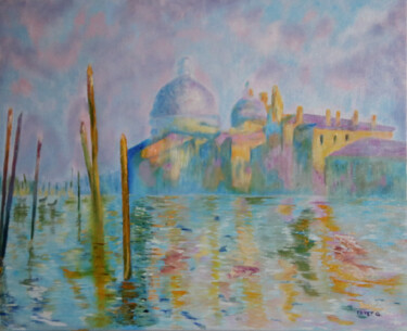 Картина под названием "Venise La Pointe de…" - Gerard Fayet, Подлинное произведение искусства, Масло Установлен на Деревянна…