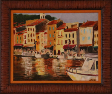 Painting titled "Cassis" by Gerard Fayet, Original Artwork, Oil Mounted on Wood Stretcher frame