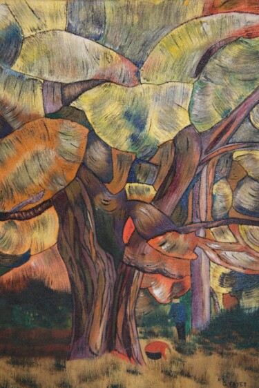 Peinture intitulée "Arbre stylisé" par Gerard Fayet, Œuvre d'art originale, Huile Monté sur Châssis en bois