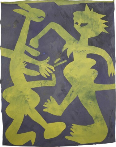 Peinture intitulée "Ancêtres verdâtres.…" par Gérard Franquin, Œuvre d'art originale, Acrylique