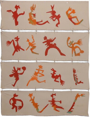 Collages titulada "figures contingentes" por Gérard Franquin, Obra de arte original, Acrílico