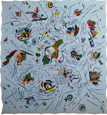 Malerei mit dem Titel "Champ de forces 06" von Gérard Franquin, Original-Kunstwerk, Collagen