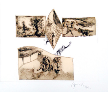 Incisioni, stampe intitolato "Sans titre (triangl…" da Gérard Garouste, Opera d'arte originale