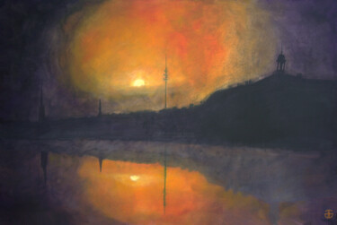 Pittura intitolato "Bordeaux sunset" da Gerard Jouannet, Opera d'arte originale, Acrilico