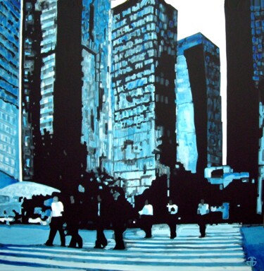 Painting titled "urban 13" by Gerard Jouannet, Original Artwork, Acrylic Mounted on Wood Stretcher frame
