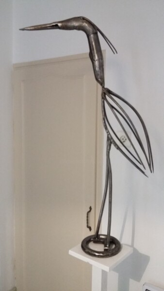 Sculpture intitulée "LE HERON D'ACIER -T…" par Gerard Lami, Œuvre d'art originale, Métaux