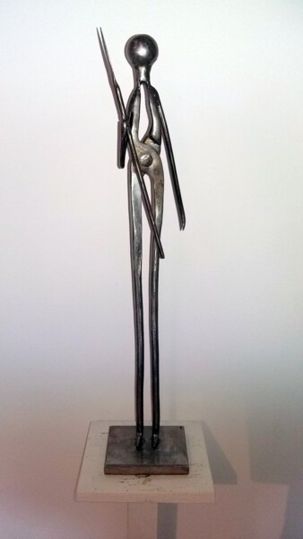 Skulptur mit dem Titel "MASSAÏ GARDIEN DE L…" von Gerard Lami, Original-Kunstwerk, Metalle