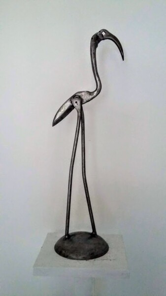 Sculpture intitulée "FLAMAND ROSE DE CAM…" par Gerard Lami, Œuvre d'art originale, Métaux