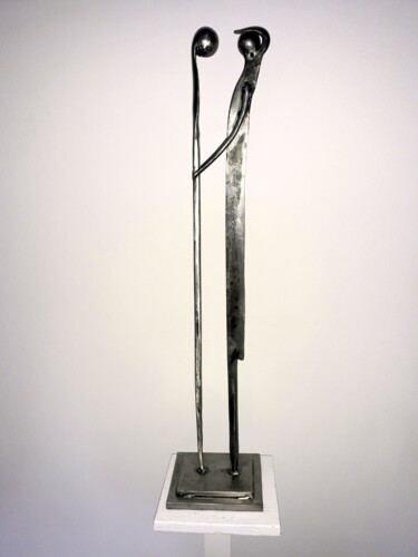 Sculpture titled "MERVEILLEUSE RENCON…" by Gerard Lami, Original Artwork, Metals
