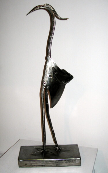 Sculptuur getiteld "LE HERON D'ACIER -…" door Gerard Lami, Origineel Kunstwerk, Metalen