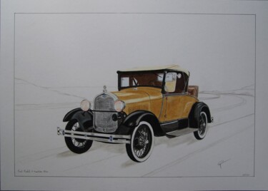 Рисунок под названием "dessin voiture ford…" - Gerard Marteau, Подлинное произведение искусства, Карандаш