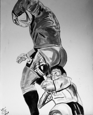 绘画 标题为“Les rugbymans” 由Gerard Menvussa, 原创艺术品, 丙烯