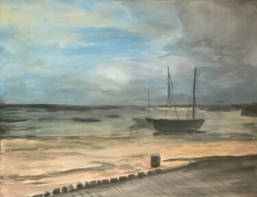 Painting titled "Escale à Cancale" by Gerard Menvussa, Original Artwork, Acrylic Mounted on Wood Stretcher frame