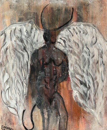 Painting titled "El diablo  blanco" by Gerard Menvussa, Original Artwork, Acrylic Mounted on Cardboard