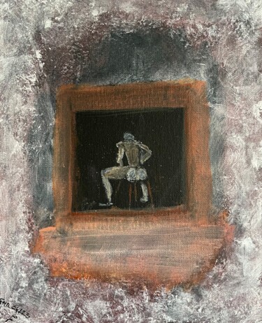Painting titled "the world behind" by Gerard Menvussa, Original Artwork, Acrylic Mounted on Cardboard