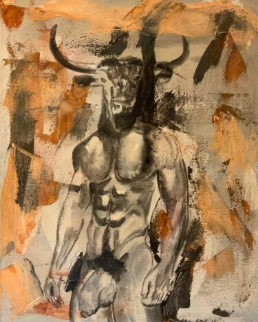 Pintura intitulada "Minotaure" por Gerard Menvussa, Obras de arte originais, Acrílico