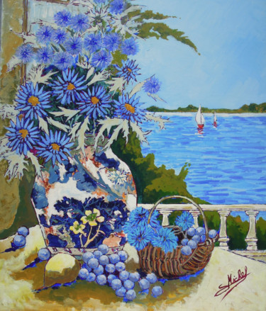 Peinture intitulée "chardons, bleuets e…" par Gérard Michel, Œuvre d'art originale, Acrylique Monté sur Châssis en bois