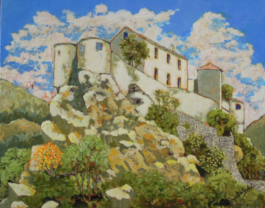 Pintura intitulada "La citadelle de Cor…" por Gérard Michel, Obras de arte originais, Acrílico
