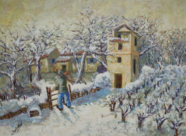 Peinture intitulée "Neige en provence" par Gérard Michel, Œuvre d'art originale, Acrylique