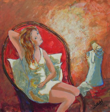 Painting titled "Reverie" by Gérard Michel, Original Artwork, Acrylic Mounted on Wood Stretcher frame