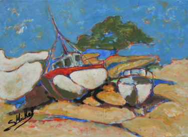 Painting titled "Marée basse" by Gérard Michel, Original Artwork, Oil