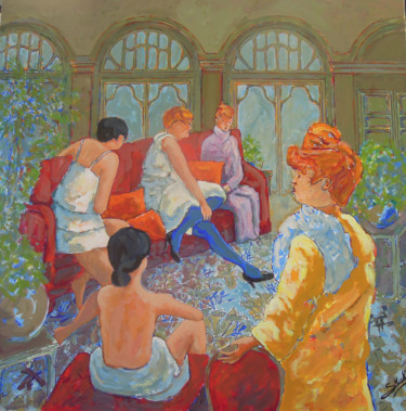 Pintura titulada "ces Dames du Lupanar" por Gérard Michel, Obra de arte original, Acrílico Montado en Bastidor de camilla de…