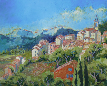 Peinture intitulée "Callas mon village" par Gérard Michel, Œuvre d'art originale, Acrylique Monté sur Châssis en bois