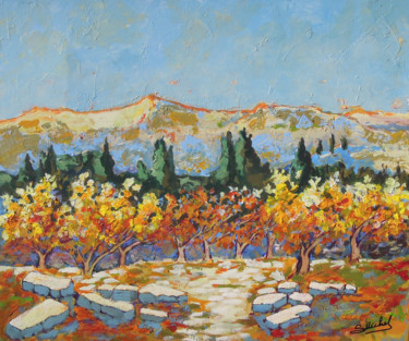 Painting titled "les ors de l'automn…" by Gérard Michel, Original Artwork, Acrylic Mounted on Wood Stretcher frame
