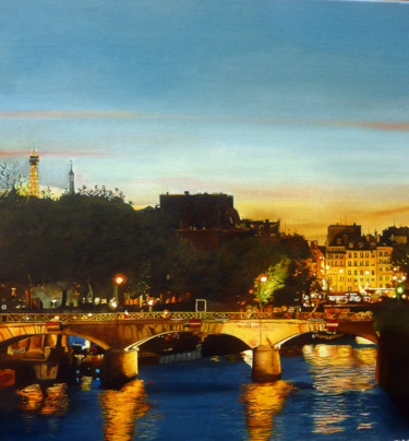Malerei mit dem Titel "pont de L'Archevêch…" von Gerard Monborren, Original-Kunstwerk, Öl