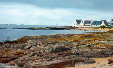 Peinture intitulée "paysage breton" par Gerard Monborren, Œuvre d'art originale, Huile